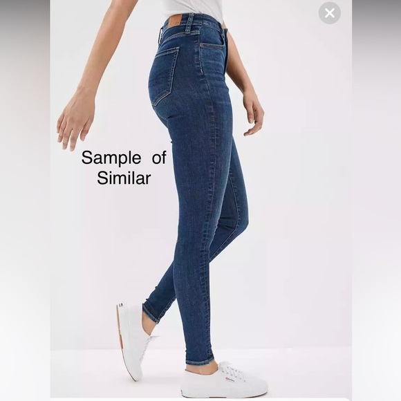 American Eagle Super Stretch Sky High - High Rise Dark Wash Denim Jeggings Jeans - Picture 3 of 12